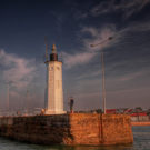 Light on the harbour wall